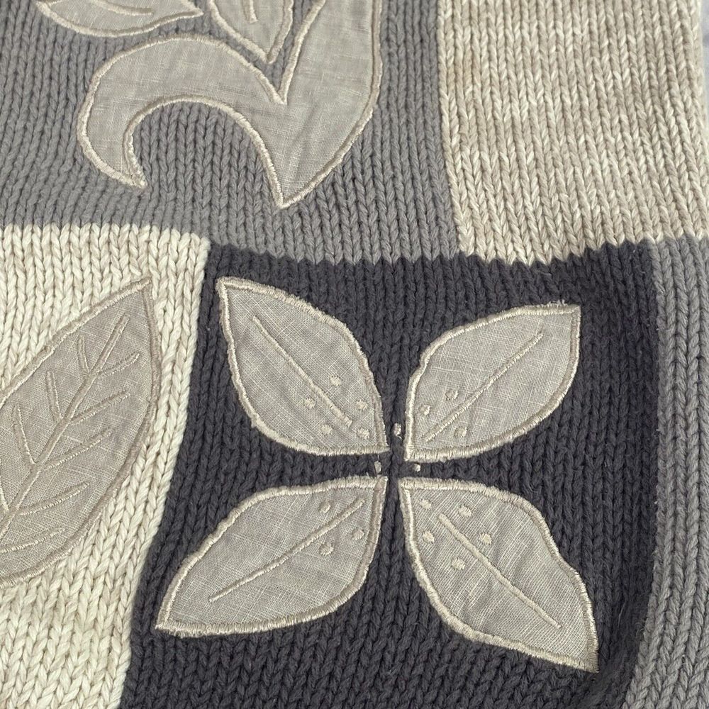 Orvis Womens Sweater Size S Beige Gray Cardigan Embroidered Leaves Cottage VTG - Picture 16 of 16